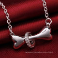 High Quality Pure Fashion Cute Beautiful Bone Pendant Simple Silver Jewelry Necklace